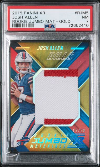 2019 JOSH ALLEN PANINI XR ROOKIE JUMBO MAT- GOLD 1/10 NONE HIGHER - PSA 7 NM