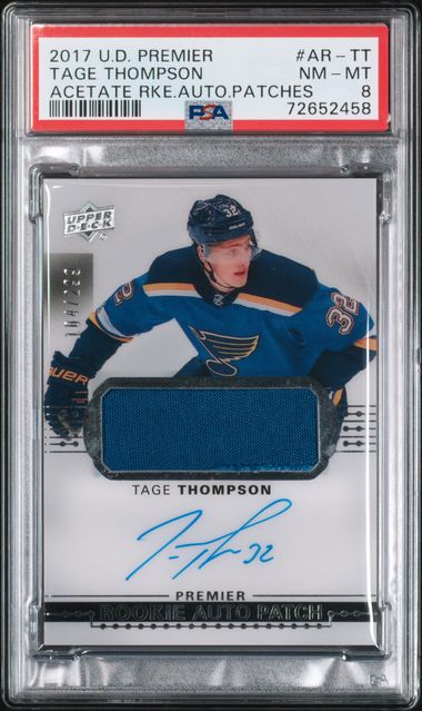 2017 TAGE THOMPSON U.D PREMIER PATCHES 104/299- PSA 8 NM-MT