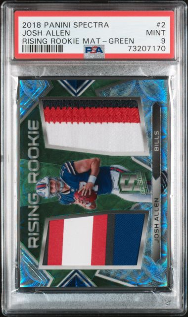 2018 JOSH ALLEN SPECTRA RISING ROOKIE MAT-GREEN /50 POP 4 NONE HIGHER - PSA 9 MINT