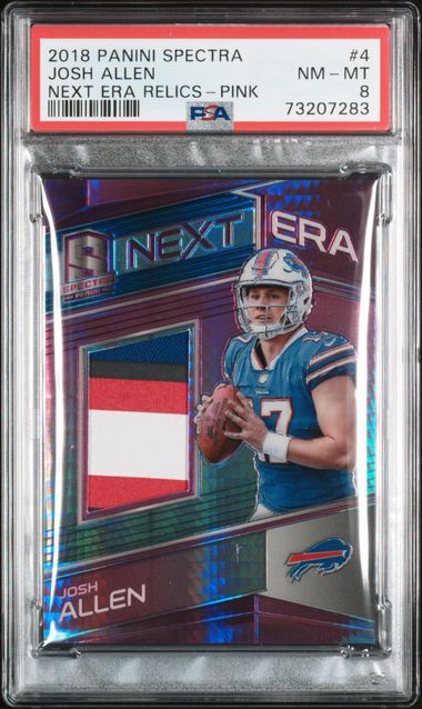 2018 JOSH ALLEN SPECTRA NEXT ERA RELICS PINK RELICS /15 POP 2 NONE HIGHER - PSA 8 NM-MT