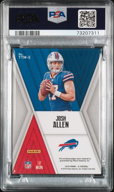 2018 JOSH ALLEN PANINI XR THREATS MAT- BLUE- PSA 8 NM-MT