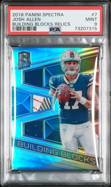 2018 JOSH ALLEN SPECTRA BUILDING BLOCKS RELICS /99 POP 4 NONE HIGHER - PSA 9 MINT