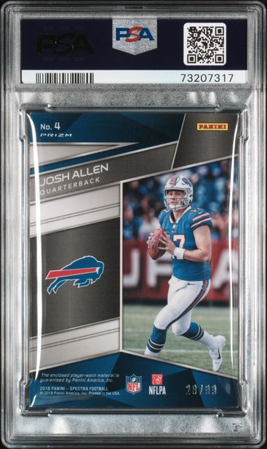 2018 JOSH ALLEN PANINI SPECTRA NEXT ERA RELICS - BLUE /99 - PSA 7