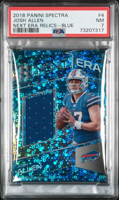 2018 JOSH ALLEN PANINI SPECTRA NEXT ERA RELICS - BLUE /99 - PSA 7