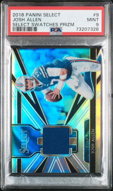 2018 JOSH ALLEN PANINI SELECT SWATCHES PRIZM /199 - PSA 9 MINT