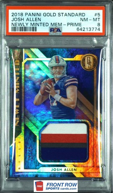 2018 #5 JOSH ALLEN PANINI GOLD STANDARD 5/49 - PSA 8 NM-MT