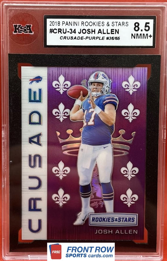 2018 #CRU-34 JOSH ALLEN PANINI ROOKIES & STARS CRUSADE PURPLE 36/65 - KSA 8.5 NMM+