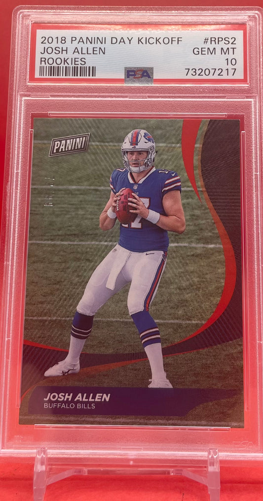 2018 JOSH ALLEN PANINI DAY KICKOFF ROOKIES 79/99 POP 2 NONE HIGHER - PSA 10 GEM MT