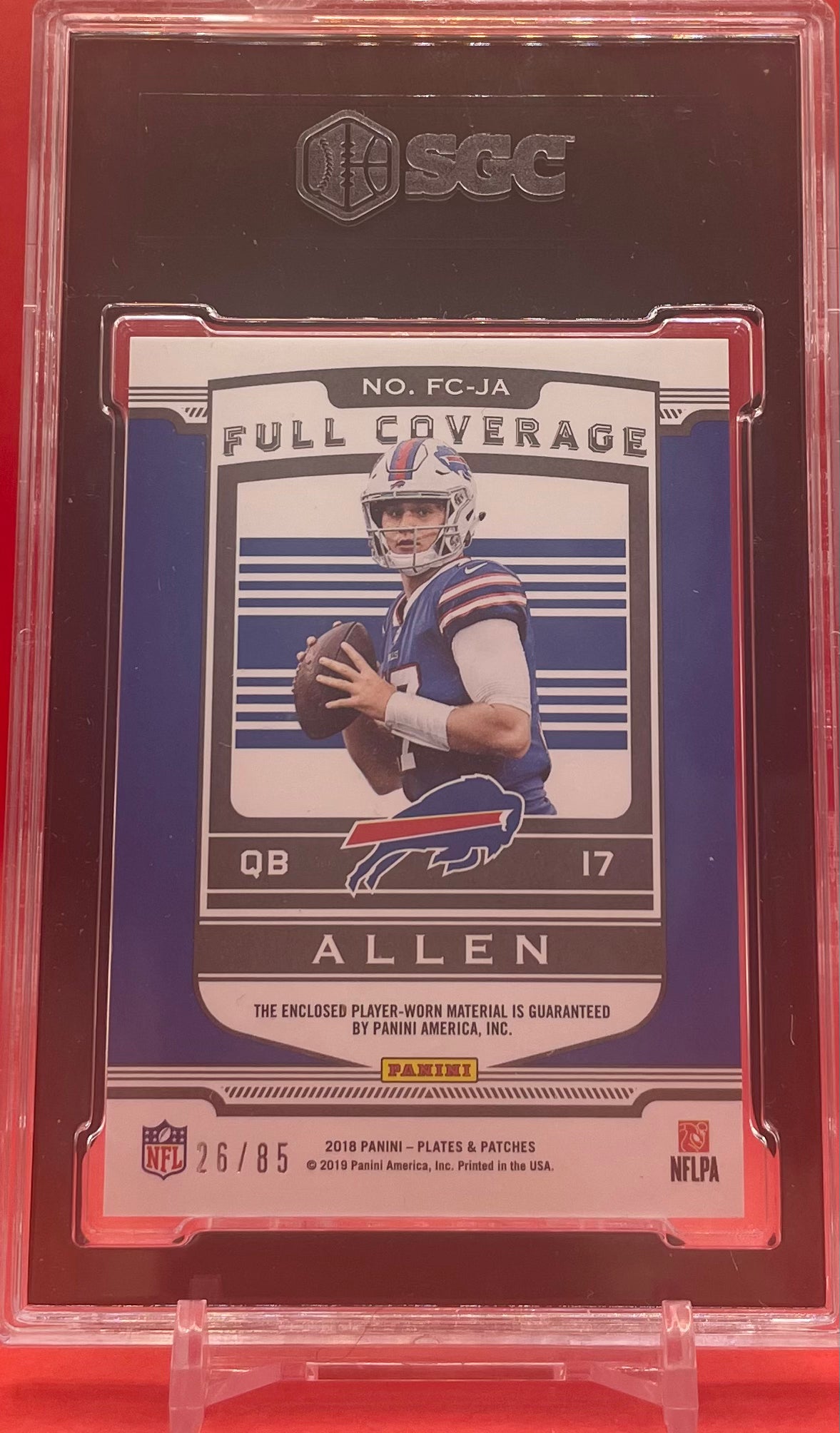 2018 #FC-JA JOSH ALLEN PANINI PLATES & PATCHES 26/85 - SGC 9 MT