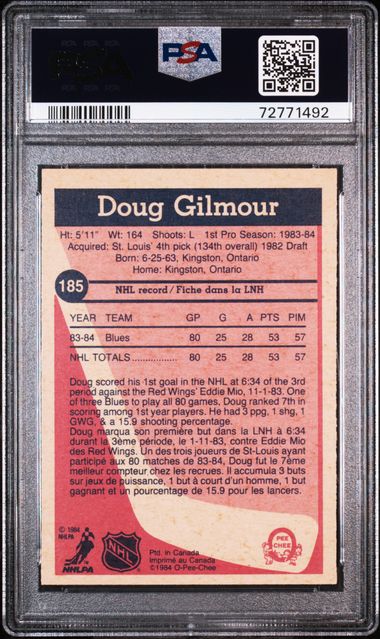 1984 DOUG GILMOUR O-PEE-CHEE - PSA 8 NM-MT