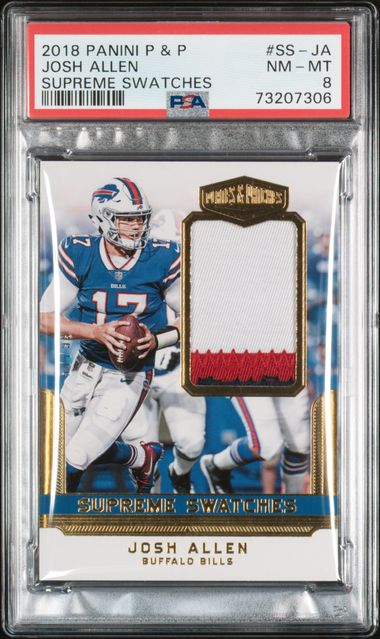 2018 JOSH ALLEN PANINI P & P SUPREME SWATCHES- PSA 8 NM-MT