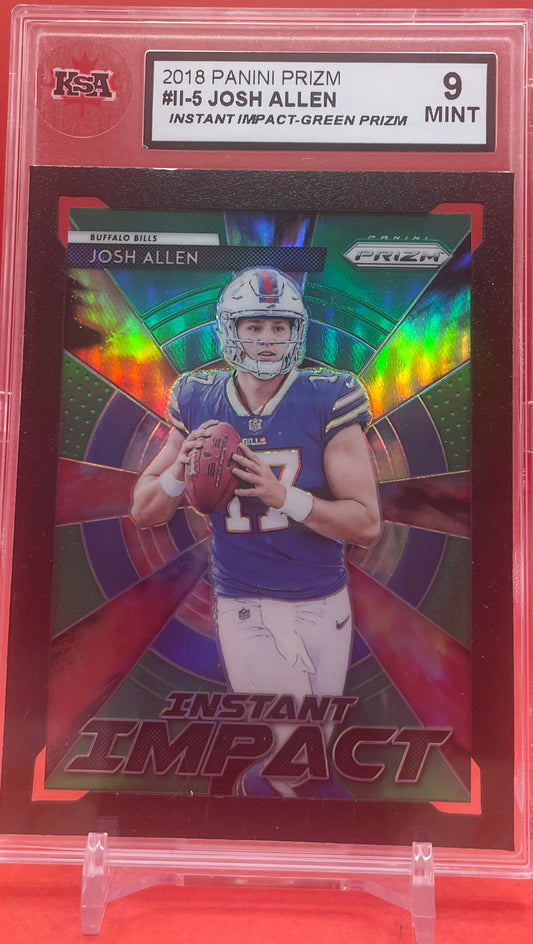 2018 #11-5 JOSH ALLEN PANINI GREEN PRIZM INSTANT IMPACT - KSA 9 MINT