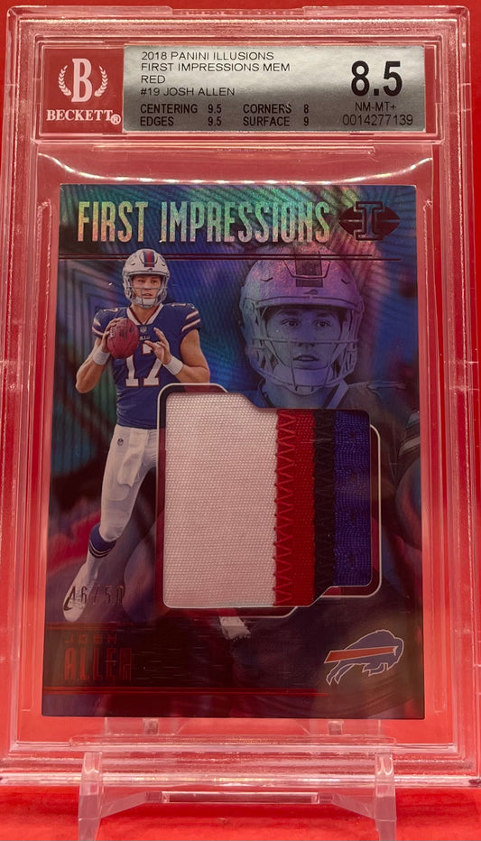 2018 #19 JOSH ALLEN PANINI ILLUSIONS FI-JA 46/50 - BECKETT 8.5 NM-MT+