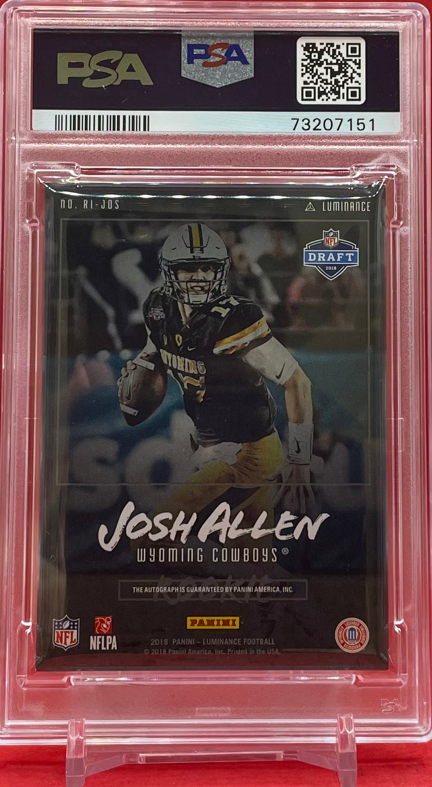 2018 JOSH ALLEN PANINI LUMINANCE ROOKIE INK 92/125 POP 5 NONE HIGHER - PSA 8 NM-MT