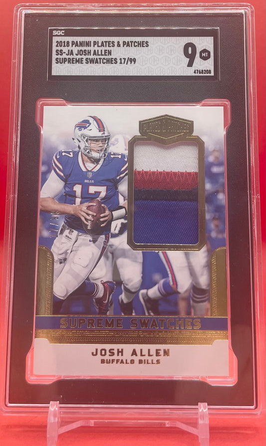 2018 SS-JA JOSH ALLEN PANINI PLATES & PATCHES SUPREME SWATCHES 17/99 - SGC 9 MT