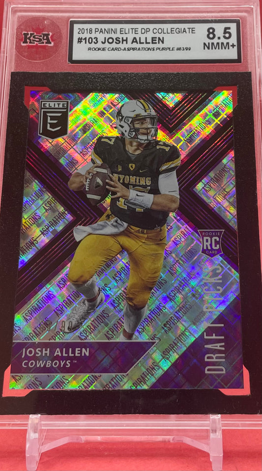 2018 #103 JOSH ALLEN PANINI ELITE DP COLLEGIATE ASPIRATIONS PURPLE 63/99 - KSA 8.5 NMM+