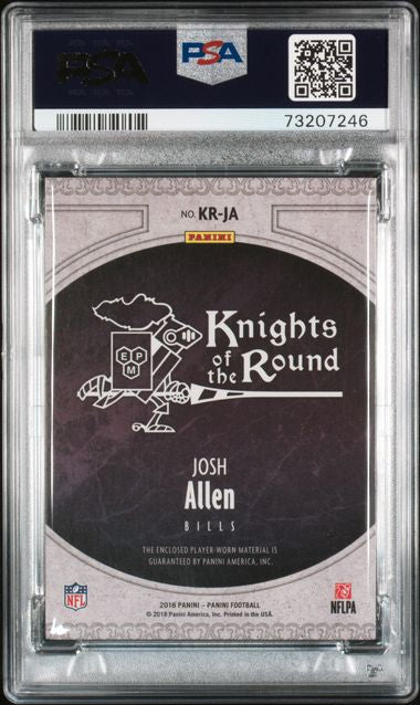 2018 #KRJA JOSH ALLEN PANINI KNIGHTS OF THE ROUND 3/25 - PSA 9 MINT