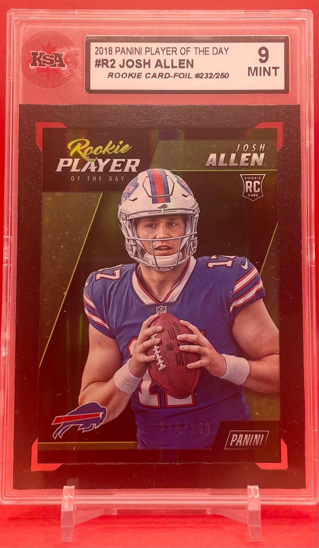 2018 #R2 JOSH ALLEN PANINI PLAYER OF THE DAY 232/250 - KSA 9 MINT