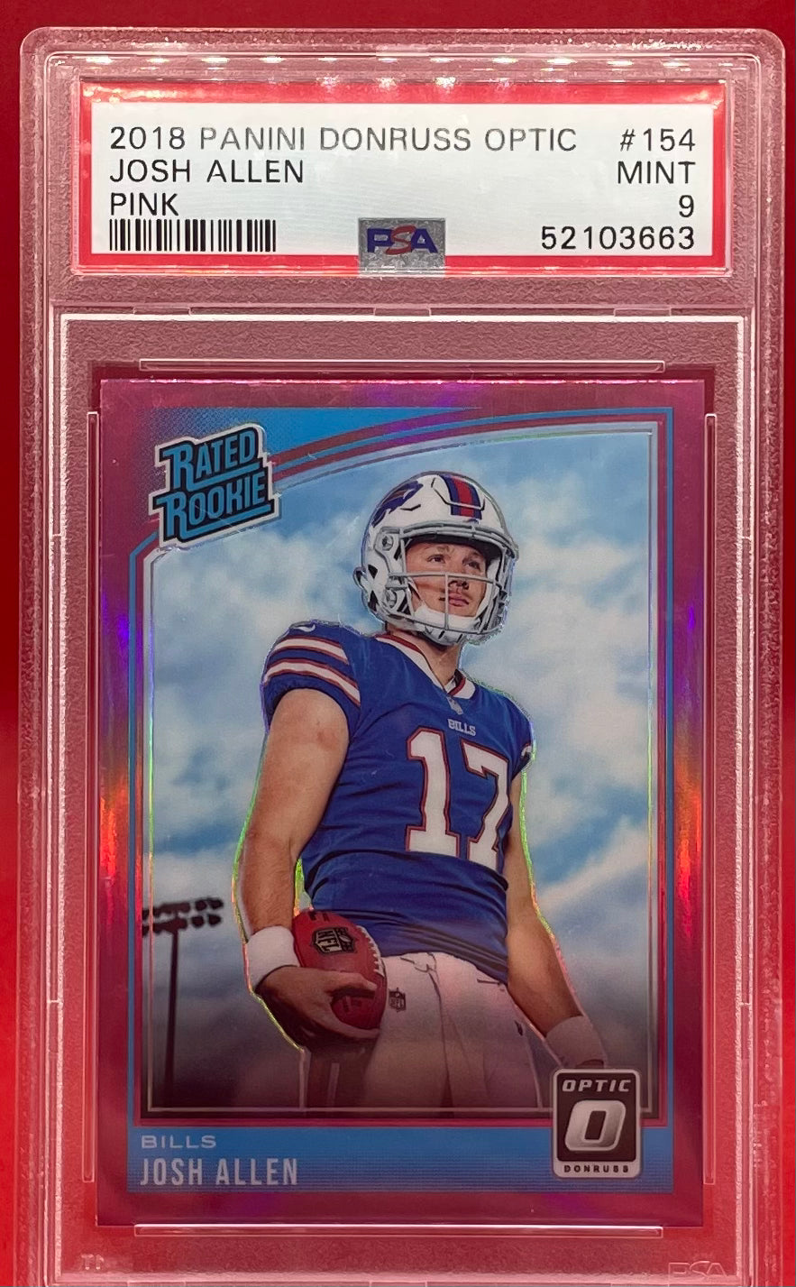 2018 JOSH ALLEN PANINI DONRUSS OPTIC PINK- PSA 9 MINT