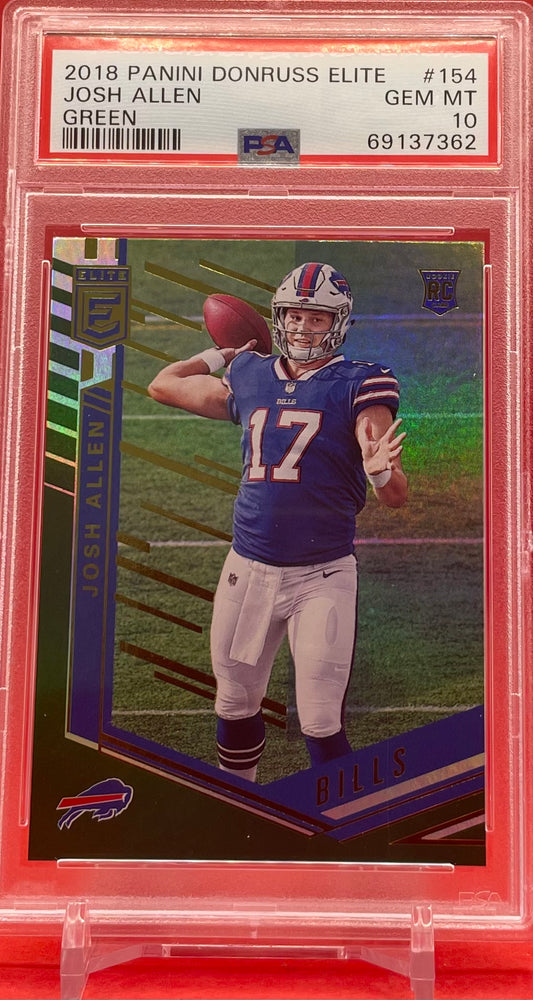 2018 #154 JOSH ALLEN PANINI DONRUSS ELITE GREEN - PSA 10 GEM MT