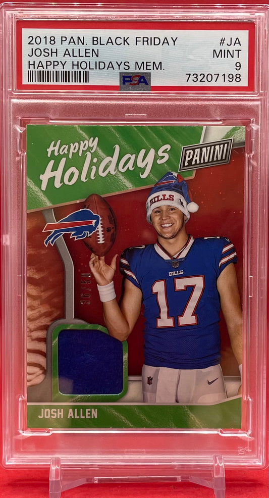 2018 #JA JOSH ALLEN PANINI BLACK FRIDAY HAPPY HOLIDAYS PATCH 36/50 POP 1 NONE HIGHER - PSA 9 MINT