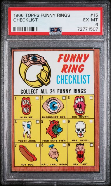 1966 FUNNY RINGS TOPPS CHECKLIST - PSA 6 EX-MT