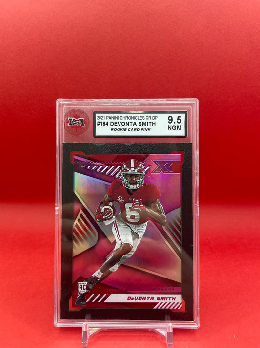 2021 DEVONTA SMITH PANINI CHRONICLES XR DP ROOKIE CARD- PINK- KSA 9.5