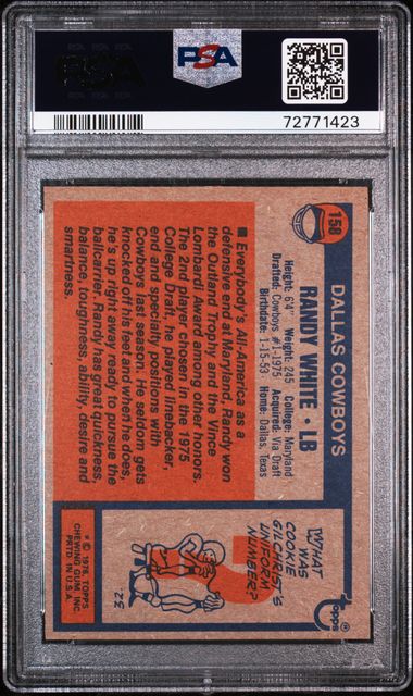 1976 RANDY WHITE TOPPS HOF RC- PSA 7 NM