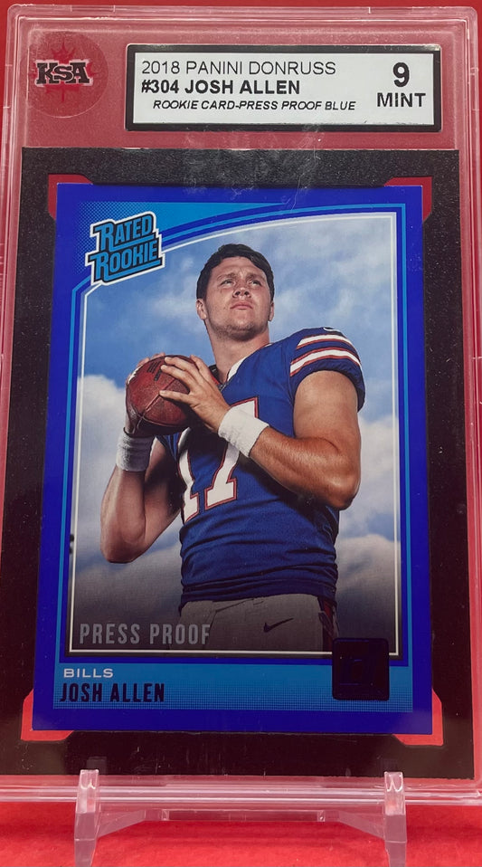 2018 #304 JOSH ALLEN PANINI DONRUSS BLUE PRESS PROOF - KSA 9 MINT