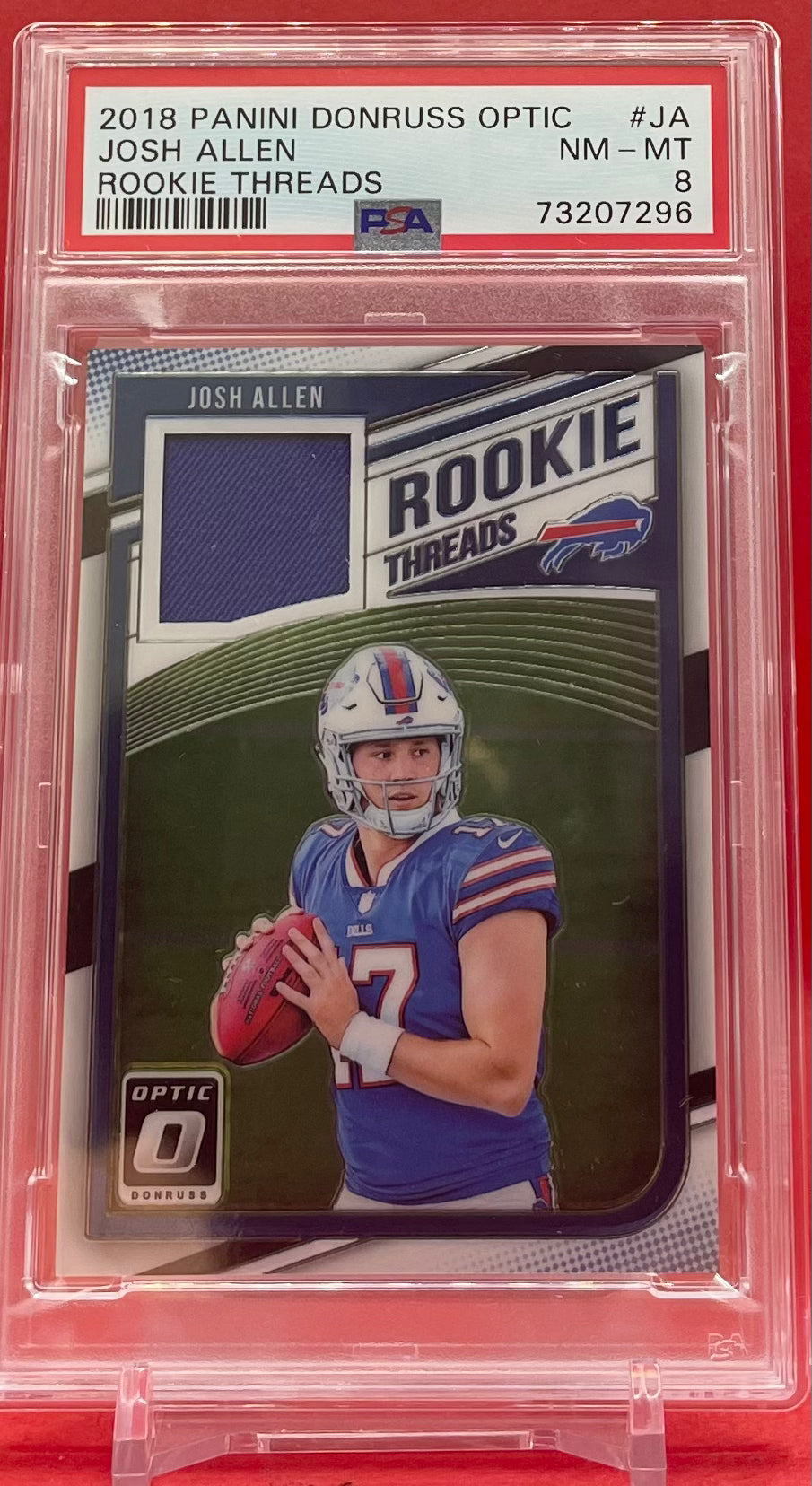 2018 JOSH ALLEN PANINI DONRUSS OPTIC ROOKIE THREADS - PSA 8 NM-MT