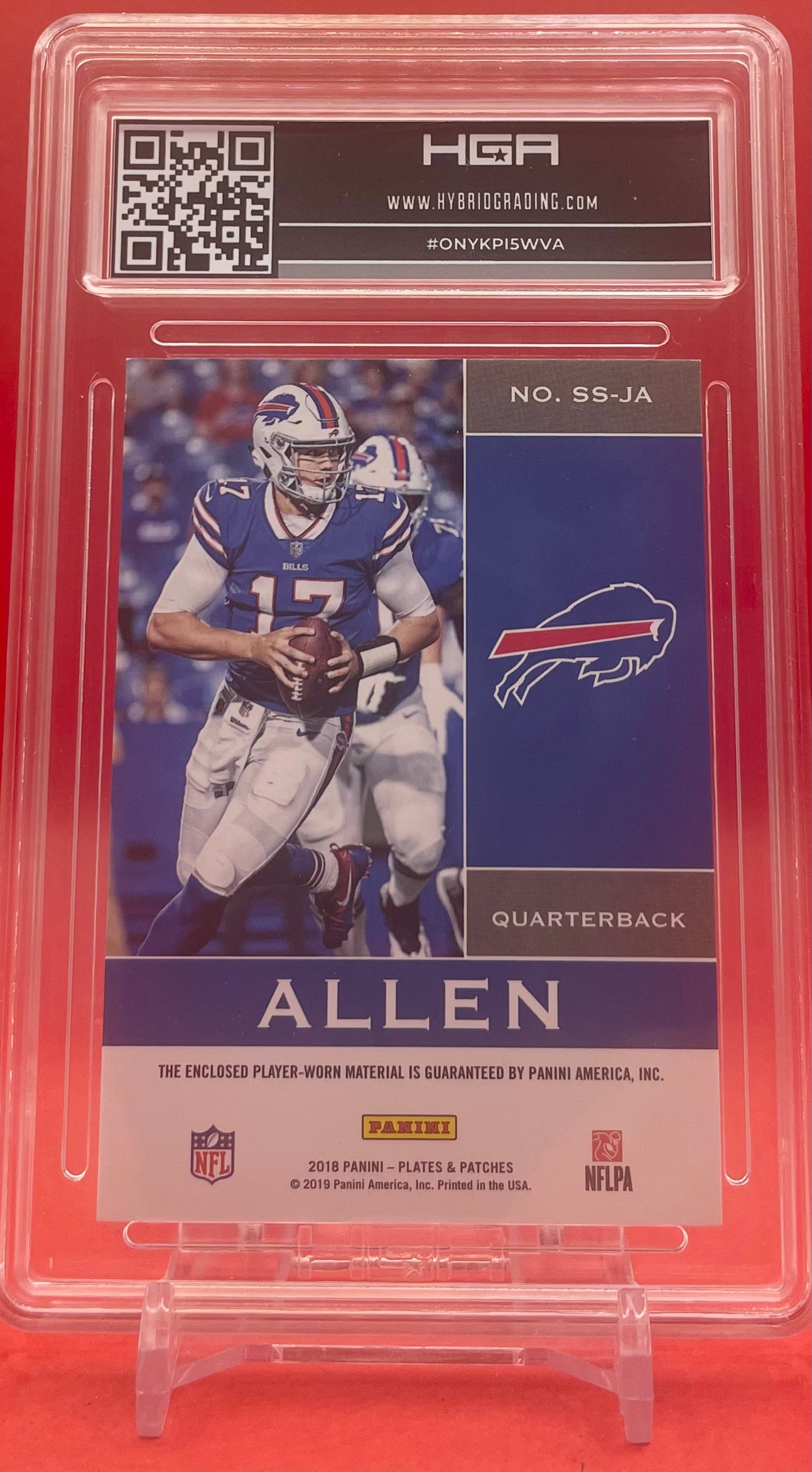 2018 JOSH ALLEN PANINI PLATES & PATCHES SUPREME SWATCHES - HGA 9.5 GEM MT