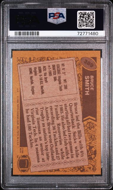 1986 BRUCE SMITH TOPPS UNDER-GRADED- PSA 8 NM-MT