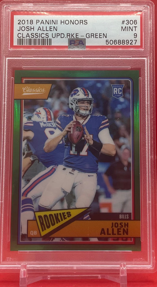 2018 #306 JOSH ALLEN PANINI HONORS GREEN 55/75 - PSA 9 MINT