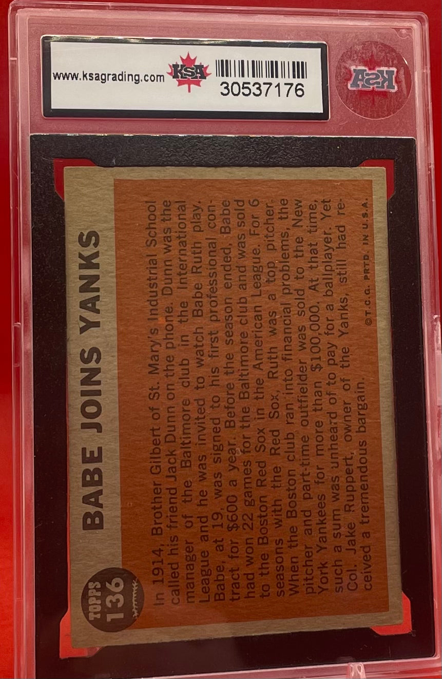 1962 TOPPS BABE JOINS YANKS - KSA 5 EX