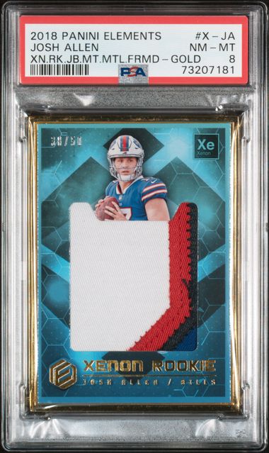 2018 #X-JA JOSH ALLEN PANINI ELEMENTS PATCH 38/50 POP 5 NONE HIGHER - PSA 8