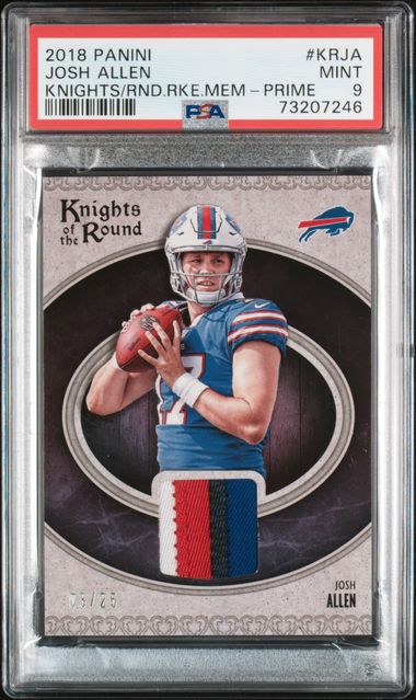 2018 #KRJA JOSH ALLEN PANINI KNIGHTS OF THE ROUND 3/25 - PSA 9 MINT