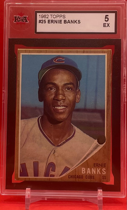 1962 TOPPS ERNIE BANKS- KSA 5 EX