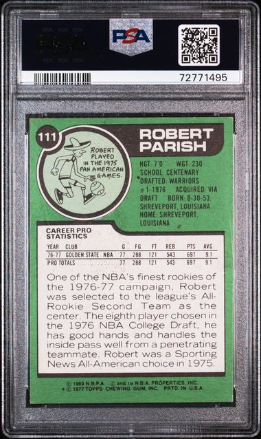 1977 ROBERT PARISH TOPPS HOF RC- PSA 5 EX