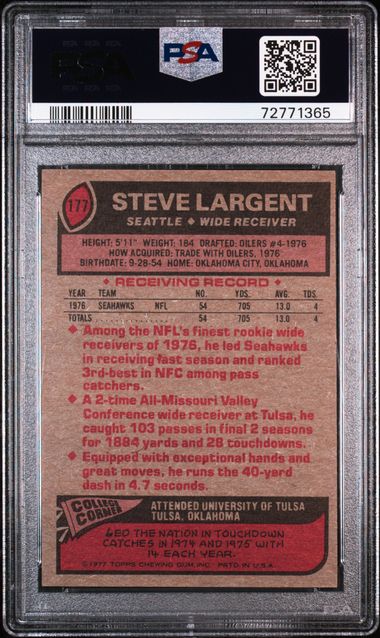 1977 STEVE LARGEST TOPPS HOF RC - PSA 5 EX