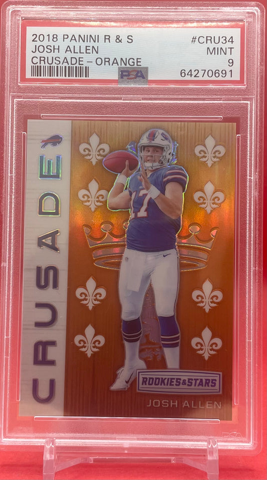 2018 #CRU-34 JOSH ALLEN PANINI R & S CRUSADE ORANGE 07/35 - PSA 9 MINT