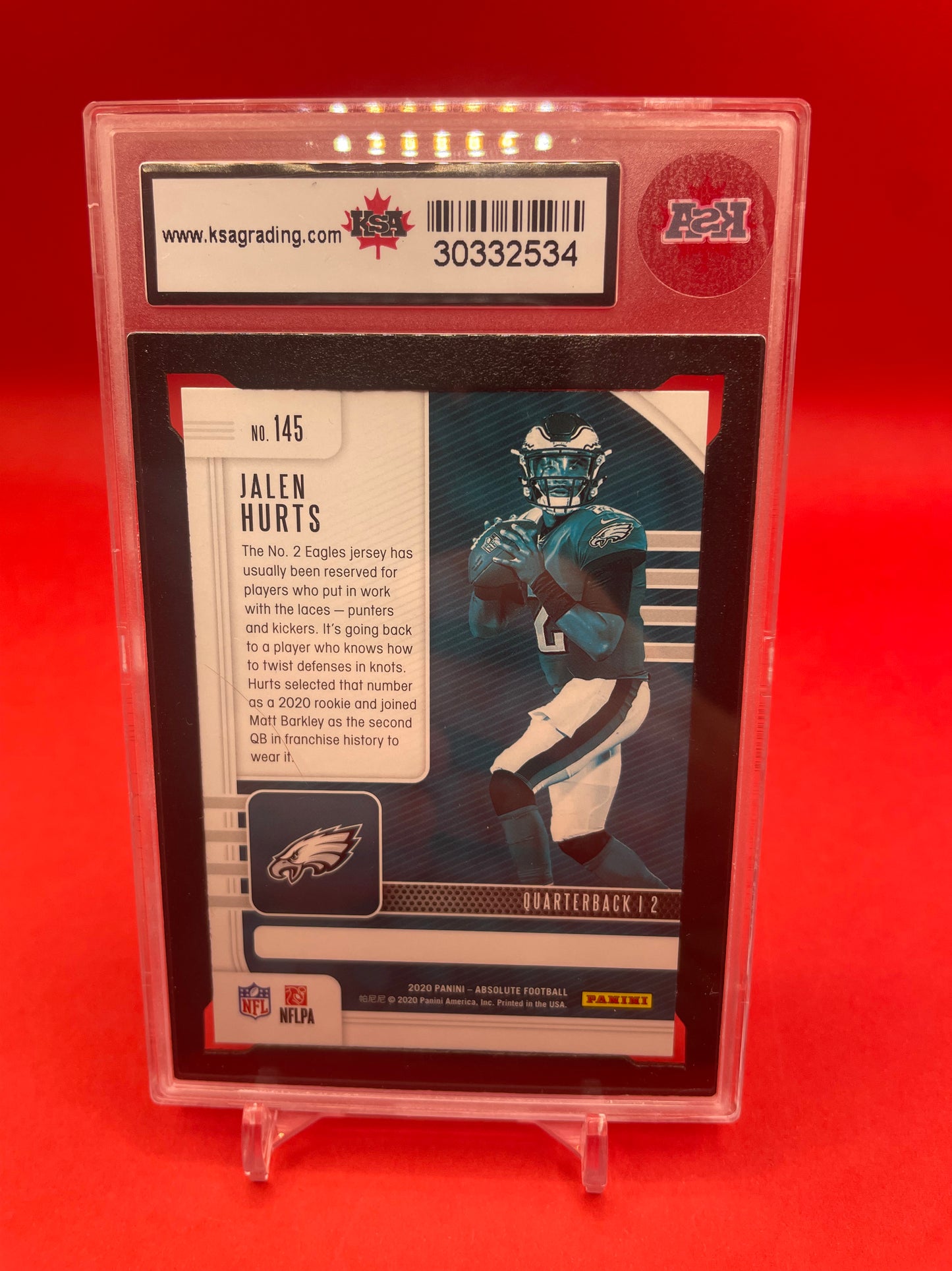 2020 #145 JALEN HURTS PANINI ABSOLUTE - KSA 9 MINT