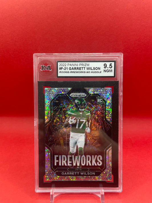 2022 GARRETT WILSON PANINI PRIZM ROOKIE-FIREWORKS-NO HUDDLE KSA 9.5 NGM