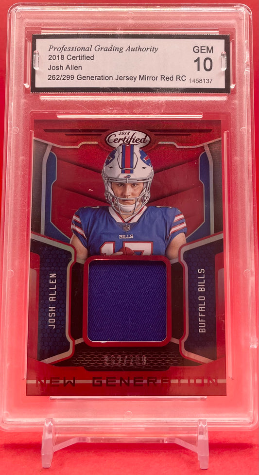 2018 #4 JOSH ALLEN GENERATION JERSEY MIRROR RED 262/299 - PGA 10 GEM