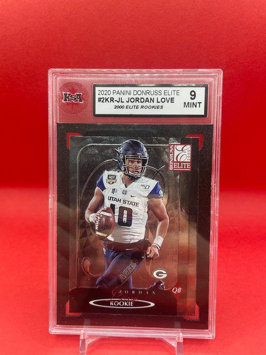 2020 JORDAN LOVE PANINI DONRUSS ELITE 2000 ELITE ROOKIES- KSA 9 MINT