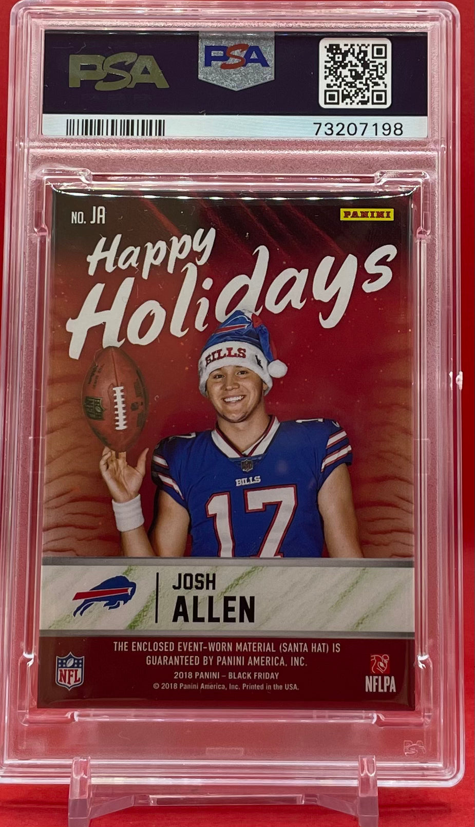 2018 #JA JOSH ALLEN PANINI BLACK FRIDAY HAPPY HOLIDAYS PATCH 36/50 POP 1 NONE HIGHER - PSA 9 MINT