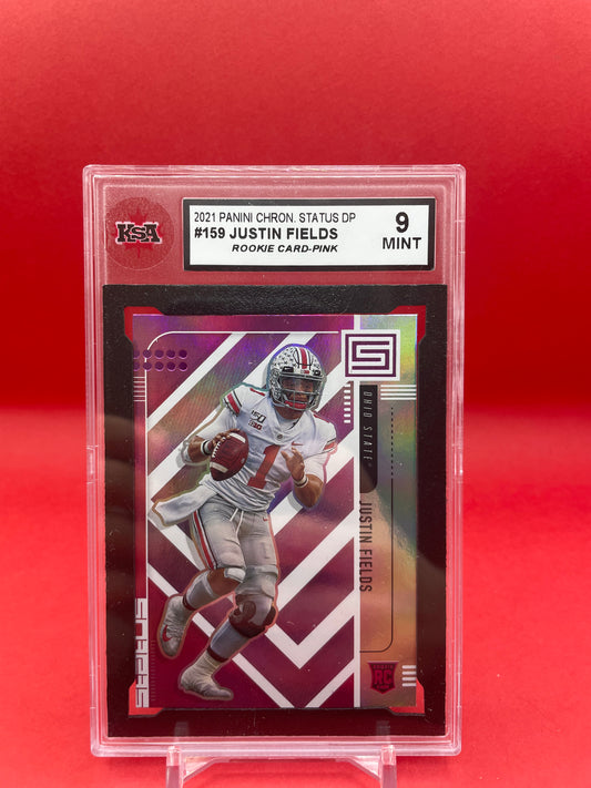 2021 JUSTIN FIELDS PANINI CHRON. STATUS DP ROOKIE CARD- PINK - KSA 9 MINT