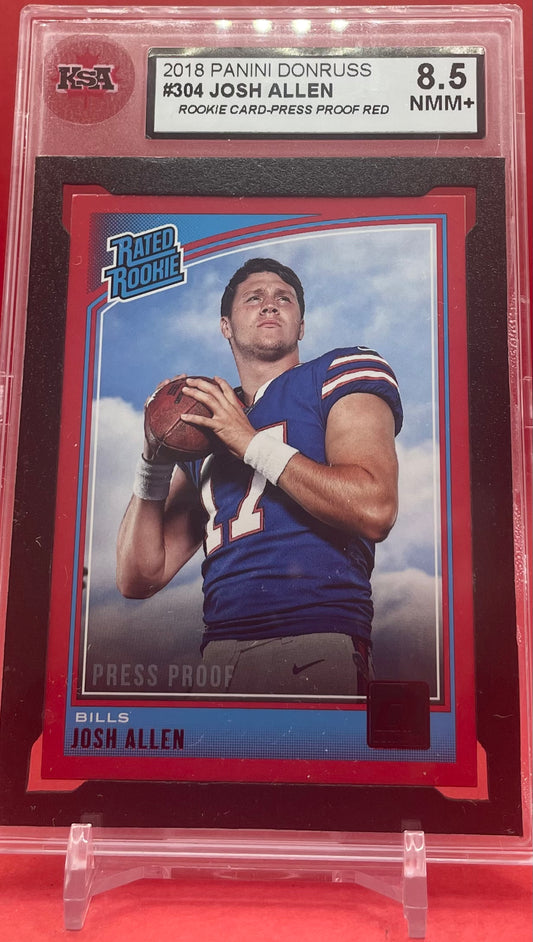 2018 #304 JOSH ALLEN PANINI DONRUSS PRESS PROOF RED - KSA 8.5 NMM+