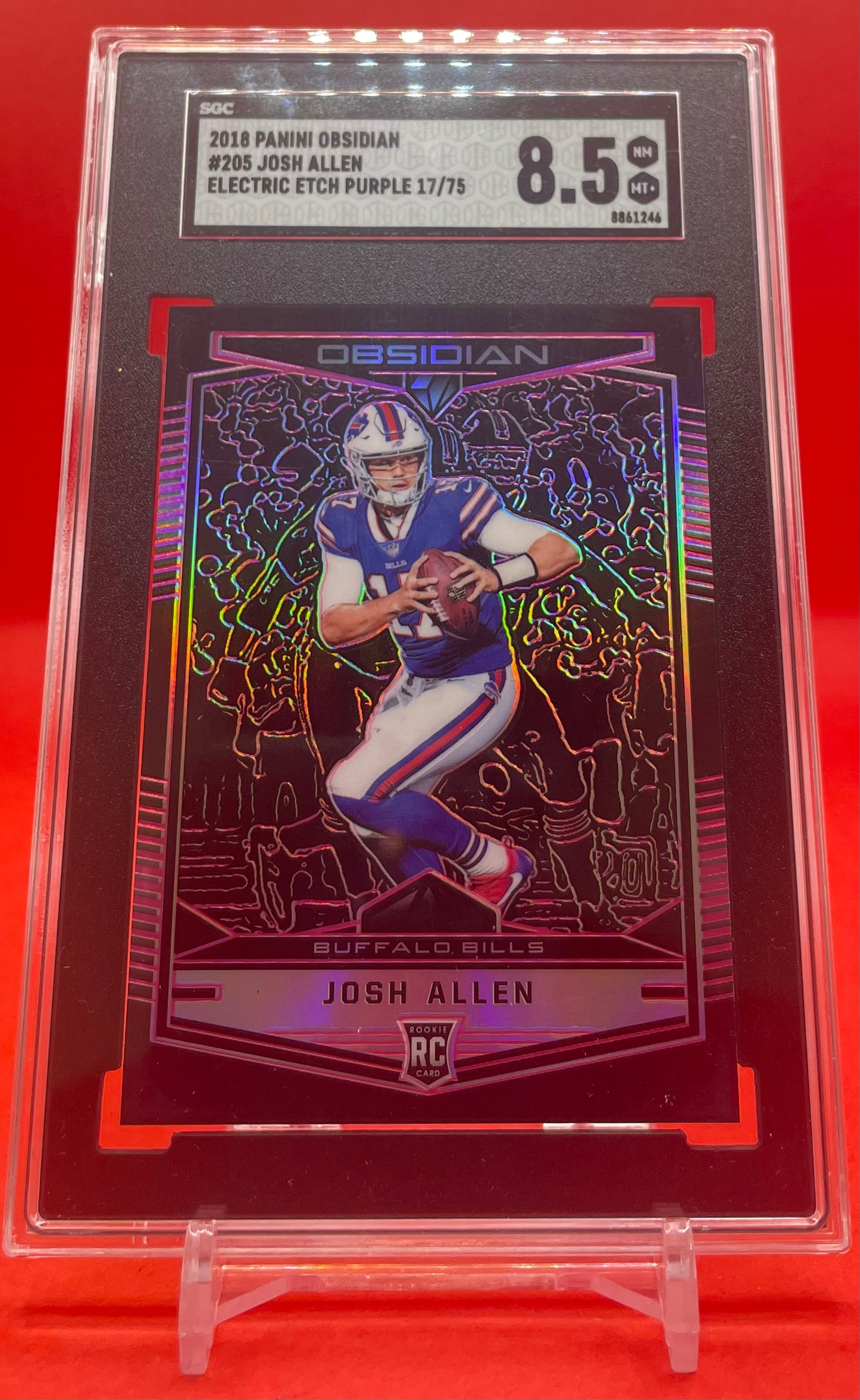 2018 #205 JOSH ALLEN PANINI OBSIDIAN PURPLE 17/75 - SGC 8.5 NM-MT+