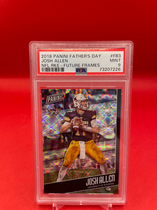 2018 JOSH ALLEN PANINI FATHER’S DAY NFL RKE- FUTURE FRAMES - PSA 9 MINT