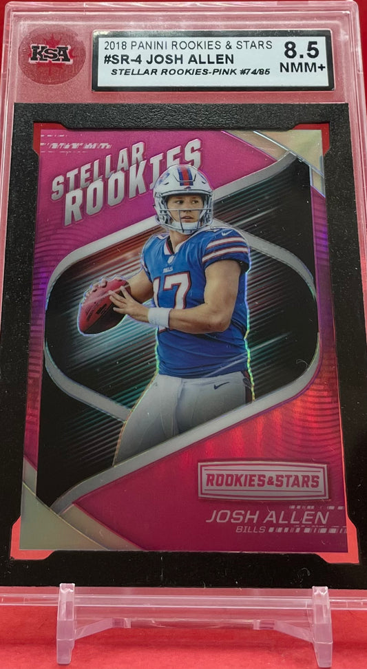 2018 #SR-4 JOSH ALLEN PANINI ROOKIES & STARS STELLAR ROOKIES PINK 74/85 - KSA 8.5 NMM+